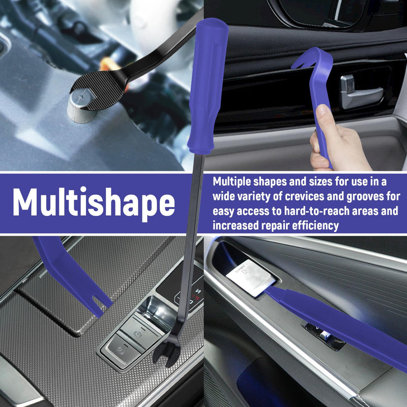5PCS Auto Trim Removal Tool kit, Car Clip Pry Tools Kit No Scratch Plastic, Car Door Panel Rivet Pliers Tool Kit, Automotive Interior Fastener Puller Remover Body Repair Set for Car (Blue) Blue