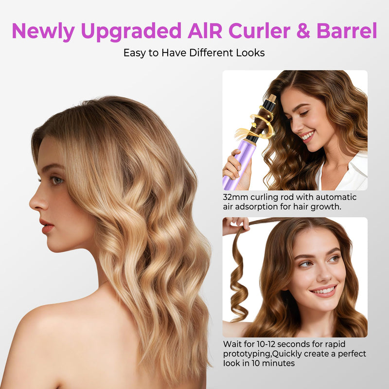 UMIGA All-in-One Hot Air Styler, Hair Air Styler 5 in 1 Set, Multi-Styler | Airbrush - Blow Dryer Brush Set with Curler, Straighten, Wavy, Smooth, Magic Styler for Travel and Home Hair Styling Purple