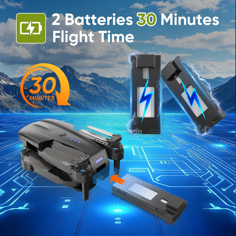 Drone with Camera 1080P for Kids, Adults & Beginners, Foldable Mini Drone, RC Quadcopter with 2 Batteries, One Key Takeoff and Landing, 360° Flip, Gesture Control, Toy Gift for Boys, Girls