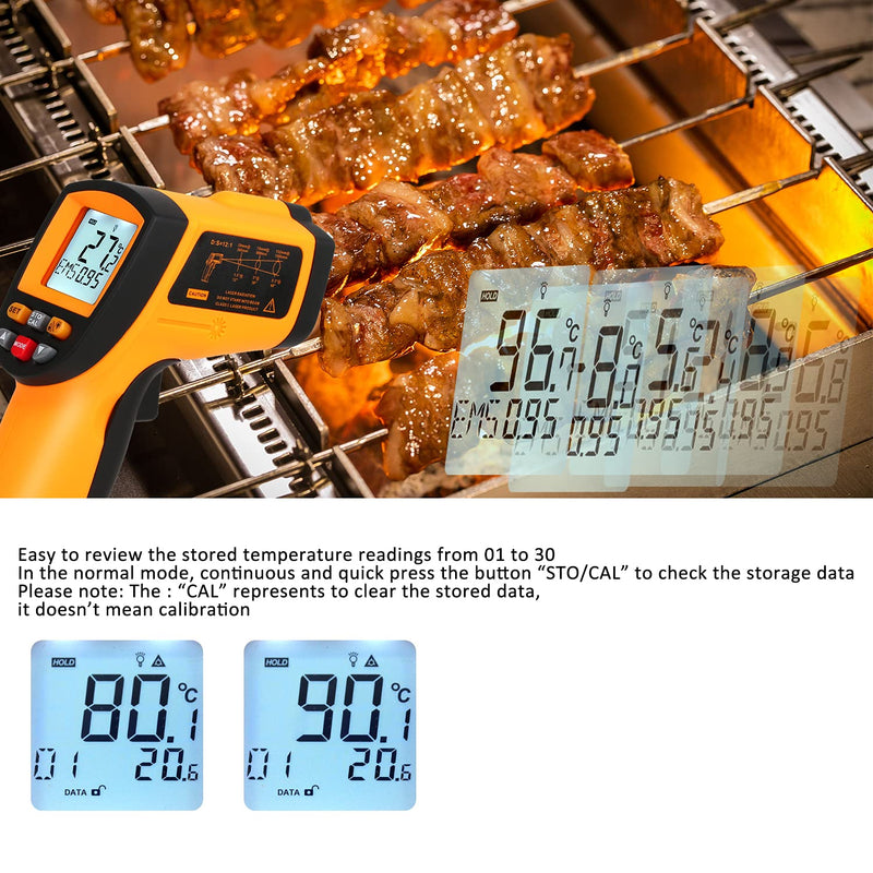 Laser Infrared Thermometer Gun - High Heat, Settable Temp Alarm, IR Temperature Reader -58F to 1742F, Industrial Surface Use -58°F~1742°F