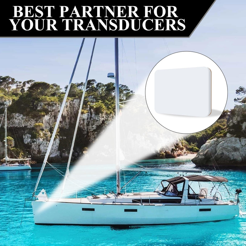 Transducer Mounting Board，Screwless Resistant Transducer Mounting Plate kit , Hardware Kit， No Screwing into Boat Hull, Freely Installed on The Boat, 4.5"*3.5" Standard Size White