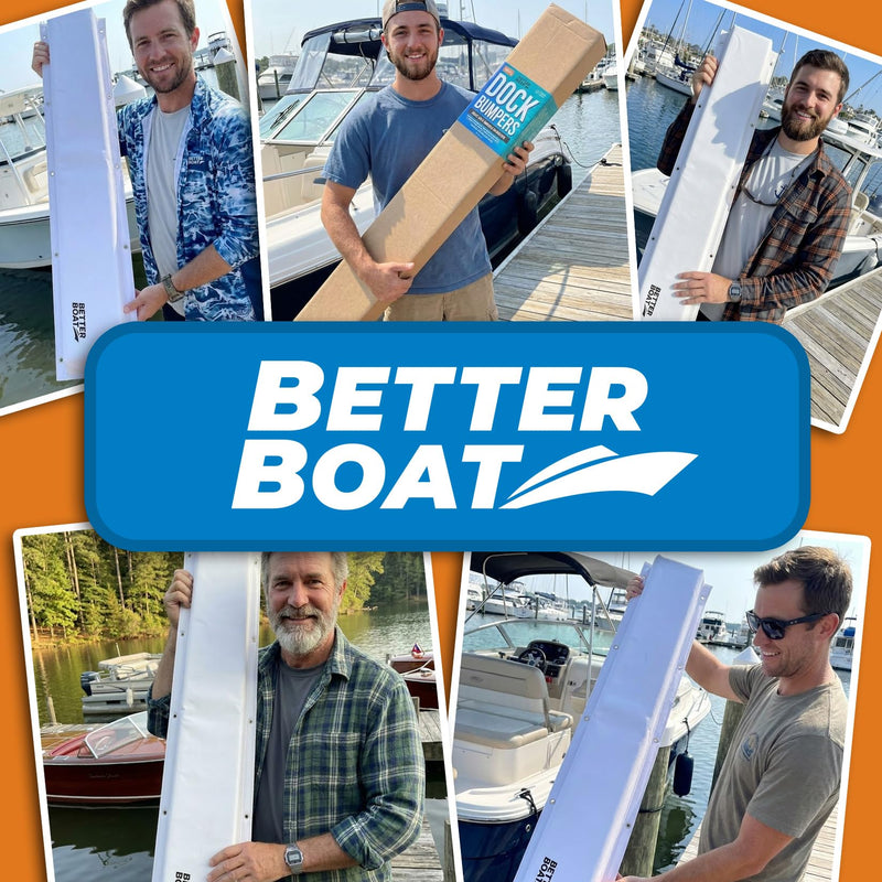 Better Boat Dock Bumpers, 6x4 Inch High Density Foam Boat Dock Bumper Guards, Piling Bumper Pads for Dock Edge, Vertical or Horizontal Mounting, Stainless Steel Screws Included, UV Resistant Vinyl 36"