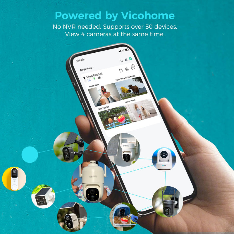 Vicohome CG6L Best 2K Solar Security Camera Wireless Outdoor System,No NVR Needed,Battery Powered,Easy to Setup,Motion Detection,Two Way Audio,Color Night Vision,SD Slot,180 Days Exchange Policy