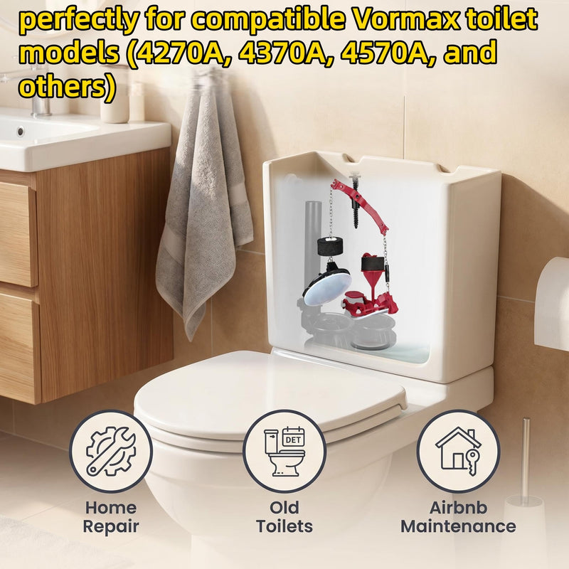 American Standard Toilet Flapper Replacement Kit 7381657-200.0070A | For Vormax Toilet 4270A, 4370A, 4570A, Dual Flappers, Silicone Seals, Metal Chain & Teeter Bar