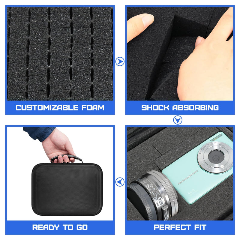 Hard Storage Case 7.1×5.5×3'' with DIY Custom Foam for Electronics Devices | Shockproof & Dustproof EVA Shell, Cuttable DIY Foam, Compact Portable, for Cameras, Drones & Mini Instruments 7.1 x 5.5 x 3 in Black