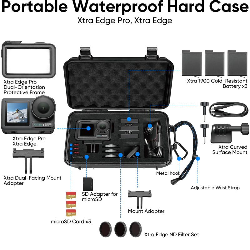 Lekufee Waterproof Hard Case for Xtra Edge Pro/Xtra Edge Camera, and Accessories(Case Only)