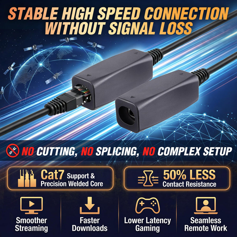 Feekoon 2 Pack Cable Coupler Adapter Compatible with Starlink Gen 3 & Mini | Cable Extension Adapter compatible with Starlink, Cat7 10Gbps Extension Cables Connector for RV Outdoor Internet Setup