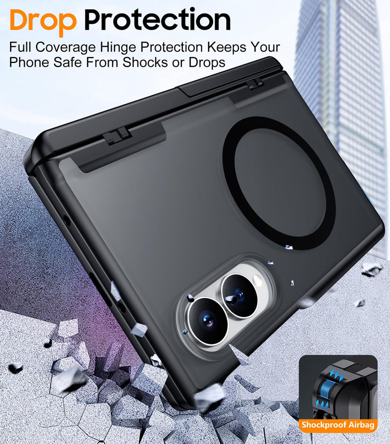 SPIDERCASE Magnetic for Samsung Galaxy Z Fold 8 Case - Black | Built-in [Screen Protector] [Hinge Protection] [Kickstand] Full Body Protective Phone Case for Galaxy Z Fold 8
