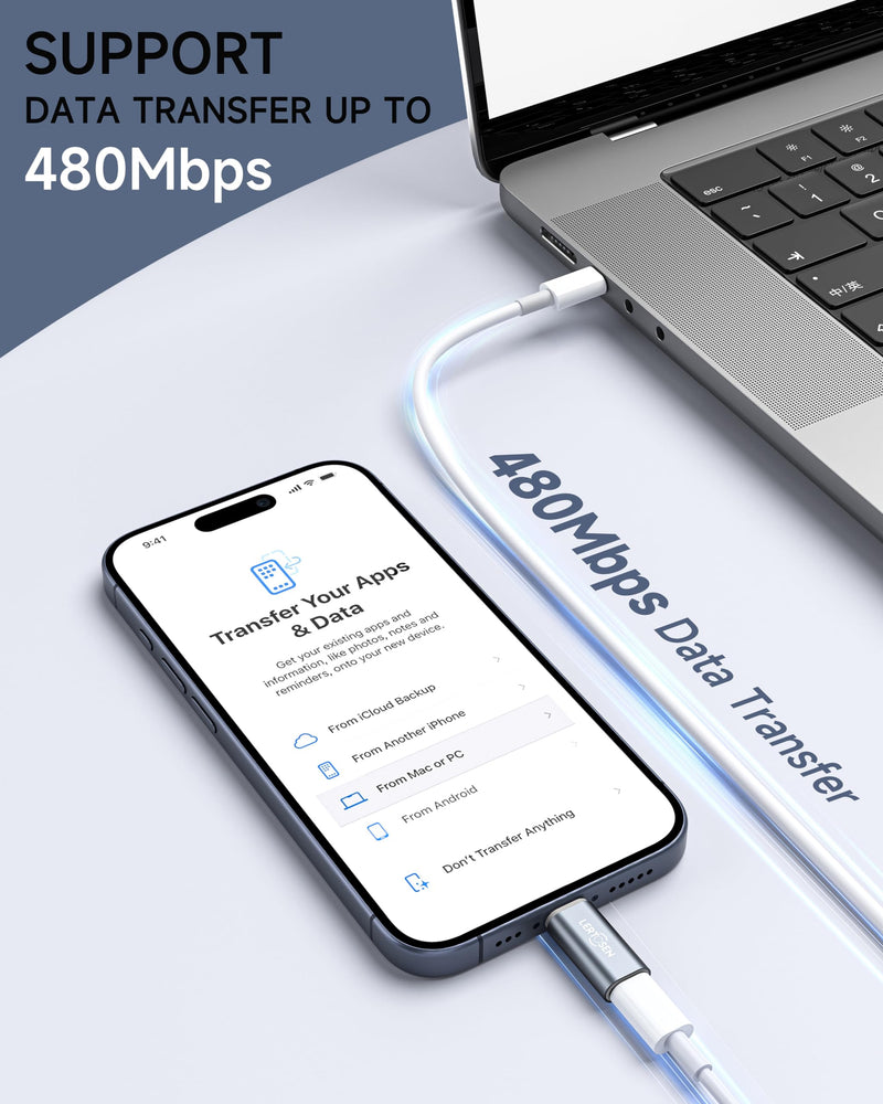 Lightning Female to USB-C Male Adapter & USB-C Female to Lightning Male Adapter (4 Pack) for iPhone Series and More Lightning & USB-C Devices,Support Charge & Data Sync,Not for Audio/OTG 4 Pack Grey