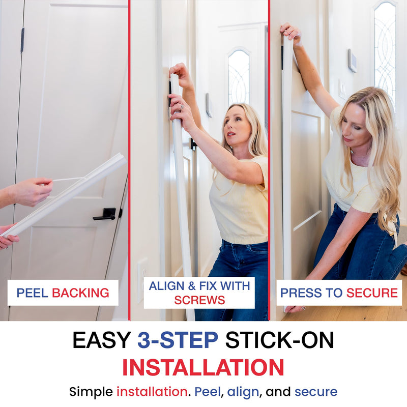 Fingersafe Home Door Finger Guard 43” uPVC Complete Set for Kids Safety- Push & Pull Door Finger Pinch Guard for Kids - Easy 3M Stick-On Safety Cover - Made in USA Finger Guards for Doors HOME-COMPLETE-SET