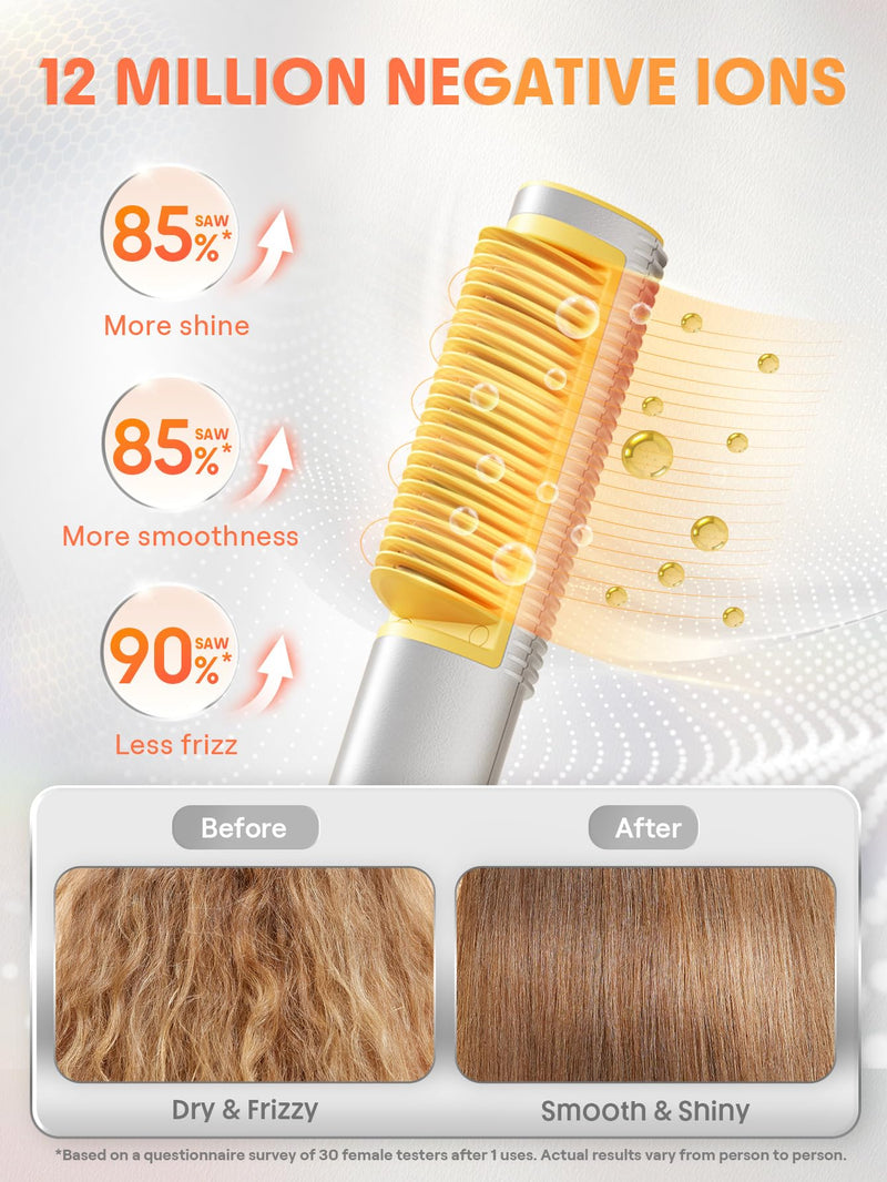 SHEGLAM 3D Ionic Straightening Brush for Thick Hair, 24K Gold Heated Comb, Anti-Scald, 60s Heat-Up, Auto-Off, Frizz Control