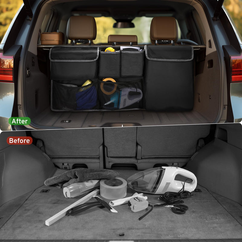 XHRING Car Trunk Organizer Storage Backseat Hanging Bag for Mazda CX5/CX-5 CX30/CX-30 CX50/CX-50 CX9/CX-9 CX3 CX7/CX-7 GS GT I Sport Touring Carbon Edition SUV Camping Accessories 2000-2024 2025