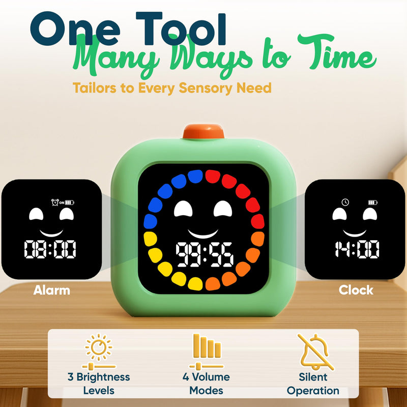 Digital Visual Timer for Kids - Rechargeable 99 Min Timer - Focus & Smoother Routines - Visual Timer for Classroom, ADHD Autism Toddler Support - Daily Use at Home, Therapy or School Green