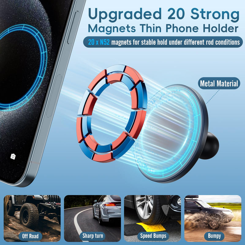 Car Vent Metal Magnetic Phone Mount Compatible with 2021-2026 Ford F-150 | 2022-2026 F-150 Lightning XL & PRO | 2023-2026 Ford Super Duty| 20 Magnets Non-Block Air Vent | 360° Rotation All Smartphones