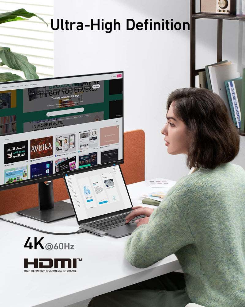Anker USB-C Hub for MacBook, 7-in-2 Mac Dock with 4K@60Hz HDMI | Thunderbolt 4 Compatible, USB-C and 2 USB-A 5Gbps Data Ports, for MacBook Pro, MacBook Air M4/M5 and More (Not Work with Neo) 7-in-2 4K@60Hz