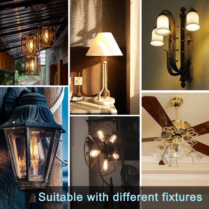 TJOY 10 Pack Vintage 8W ST58 LED Edison Light Bulbs, Dimmable, 60W Equivalent, 800Lumens, 2700K Warm White, E26 Base LED Filament Bulb, CRI80+, Antique Glass Style for Home, Bedroom, Office, Farmhouse 10 Pack - 8W