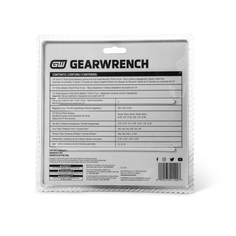 GEARWRENCH 41 Piece 1/4" Drive Ratchet MicroDriver Set | GWMBS41 41 count (Pack of 1)