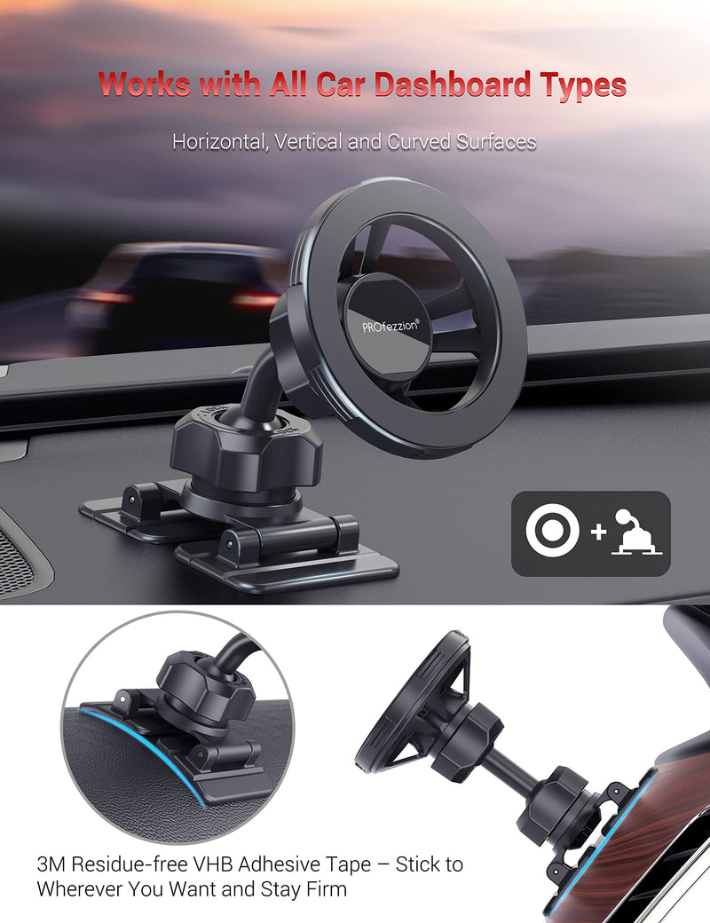 PROfezzion 2-in-1 for MagSafe Wallet Stand Blue Deluxe Metal Version for MagSafe Car Mount