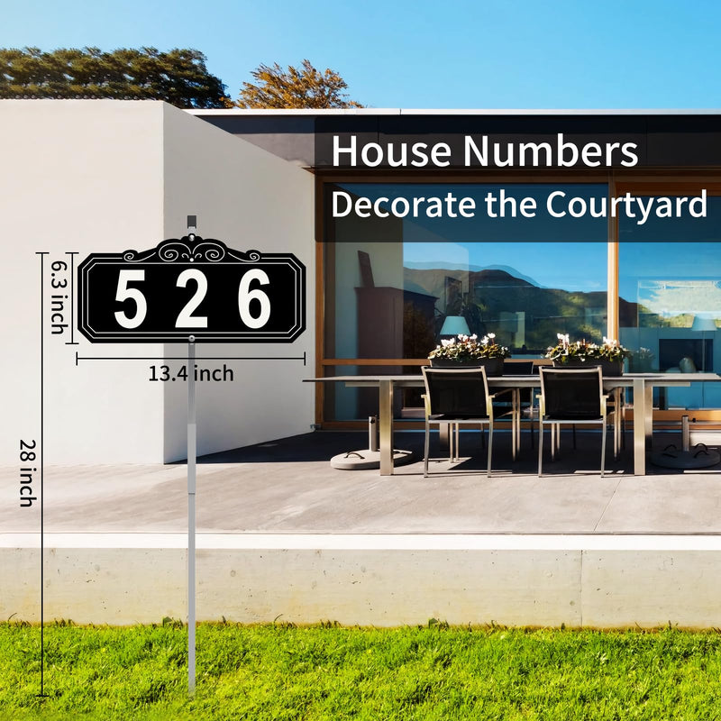 House Numbers for Outside,Yard Address Signs with Stakes, 28 x 13.4 InchWaterproof, Rustproof, House Number Yard Sign, Mailbox Number, Address Plaque. Use. Street, Home, Hotel, Office. (Black(Ground Mount)) Black(Ground Mount)