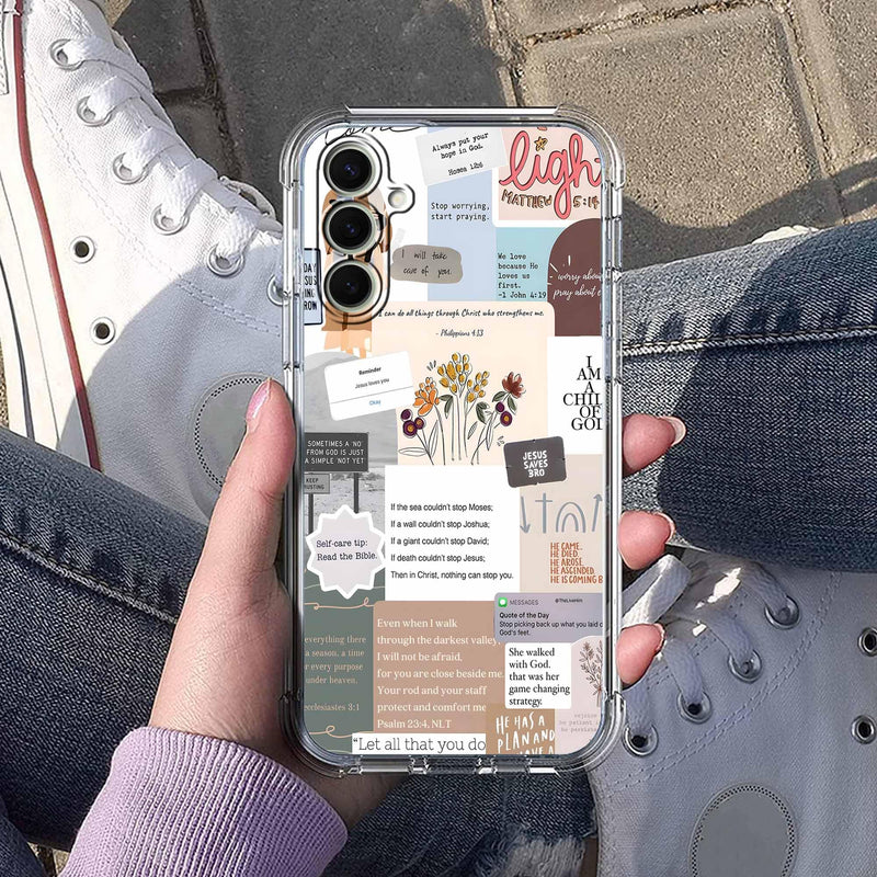 Case for Samsung Galaxy S26 with Christian Design,Christ Jesus Quotes Verse Collage Pattern,Trendy Soft TPU Bumper Phone Cover(S26,Bible) Bible