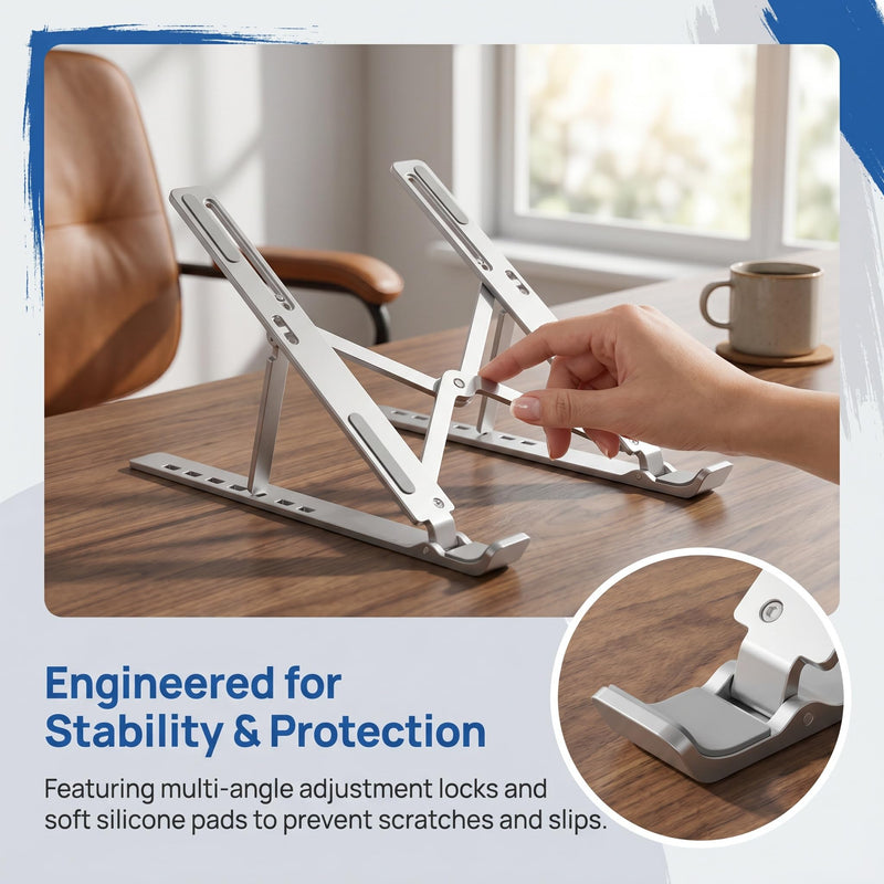 Ergonomic Laptop Stand, Plastic Laptop Riser, Portable and Adjustable Notebook Computer Holder Compatible,White White