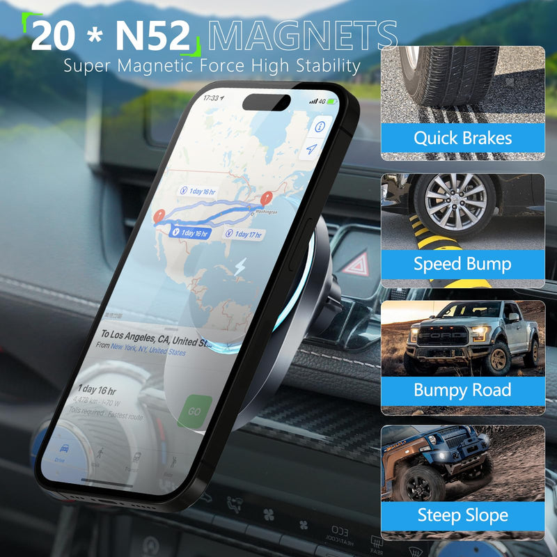 CLEC for Toyota RAV4 2019-2025 Magnetic Wireless Charger Car Phone Holder Mount Custom Fit for Toyota RAV4 2019-2025 15W Fast Charging Car Phone Holder Wireless Charger