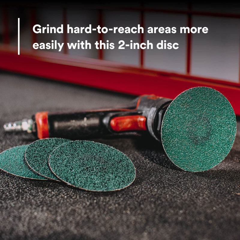 3M Green Corps Roloc Disc 36526, 60 Grit, Quick Change, Heavy Duty, Grinding, Coating Removal, 2 in, 25 Discs/Carton 40+ Grit