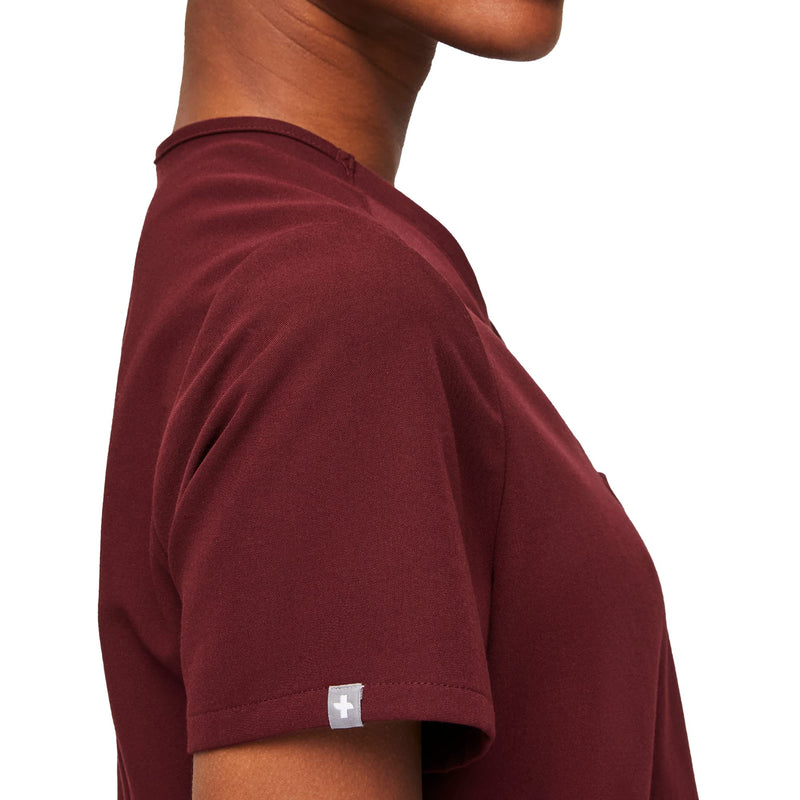 FIGS Catarina One-Pocket Scrub Top for Women - Burgundy, S