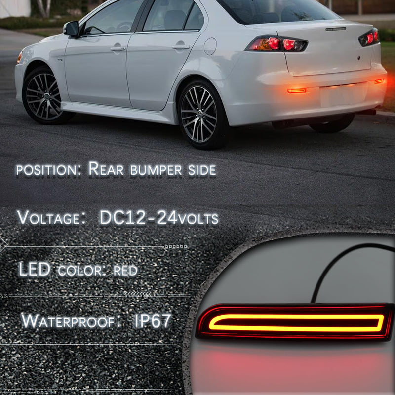Rear Reflector Bumper Fog Light Assembly kit for Mitsubishi Lancer 2008-2017/Evolution X 2008-2017/Outlander 2011-2012,Turn Signal Light&Brake Light&DRL (SMOKED STYLE) SMOKED STYLE