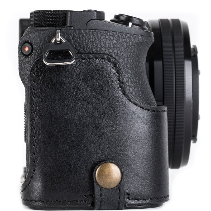 Megagear MG1203 Sony Alpha A6500 Ever Ready Genuine Leather Camera Half Case & Strap with Battery Access, Black