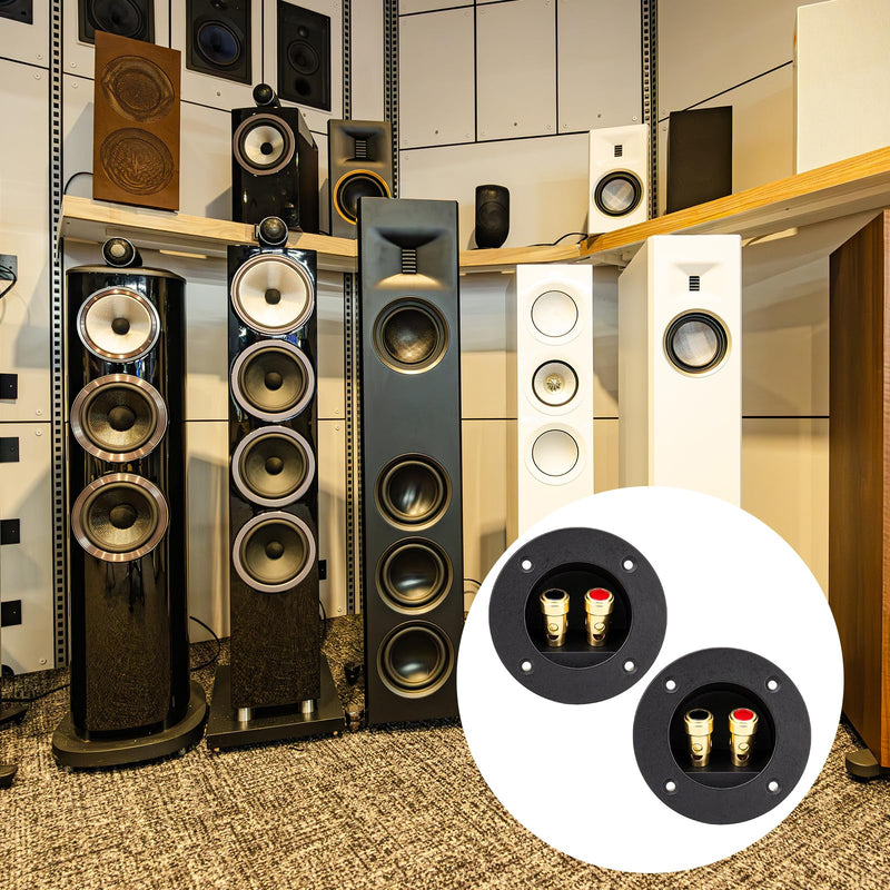 2Sets Speaker Box Terminal Cup, 3 Inch Round Subwoofer Box Terminal 2 Way Spring Loaded Speaker BoxTerminal Cup for Home Car Stereo DIY