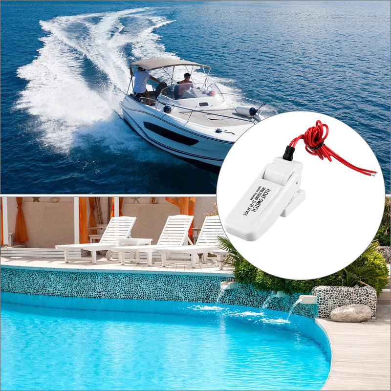 QWORK 2 Pack Heavy-Duty Automatic Boat Bilge Pump Float Switch | Moisture Tight, Ignition Protected - 12/24/32VDC, 20A, Ultrasonic Welding Seals, for Boats Electric Water Pumps