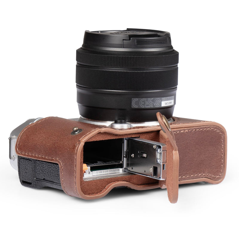 MegaGear Genuine Leather Half Camera Case Compatible with Fujifilm X-M5 Black