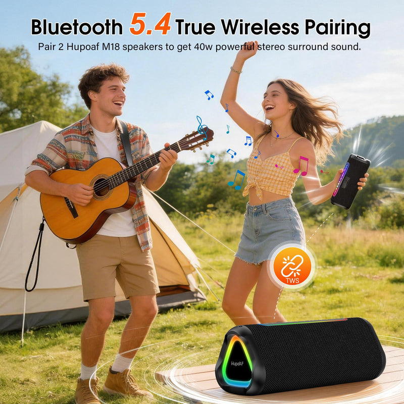 Hupoaf Magnetic Bluetooth Speaker for Golf Cart, Portable Speakers Outdoor | 24H Playtime, IPX7 Waterproof, Wireless Speakers with Strong Magnet, Loud Stereo Sound, Golf Gifts (Supports TWS & SD Card) Black