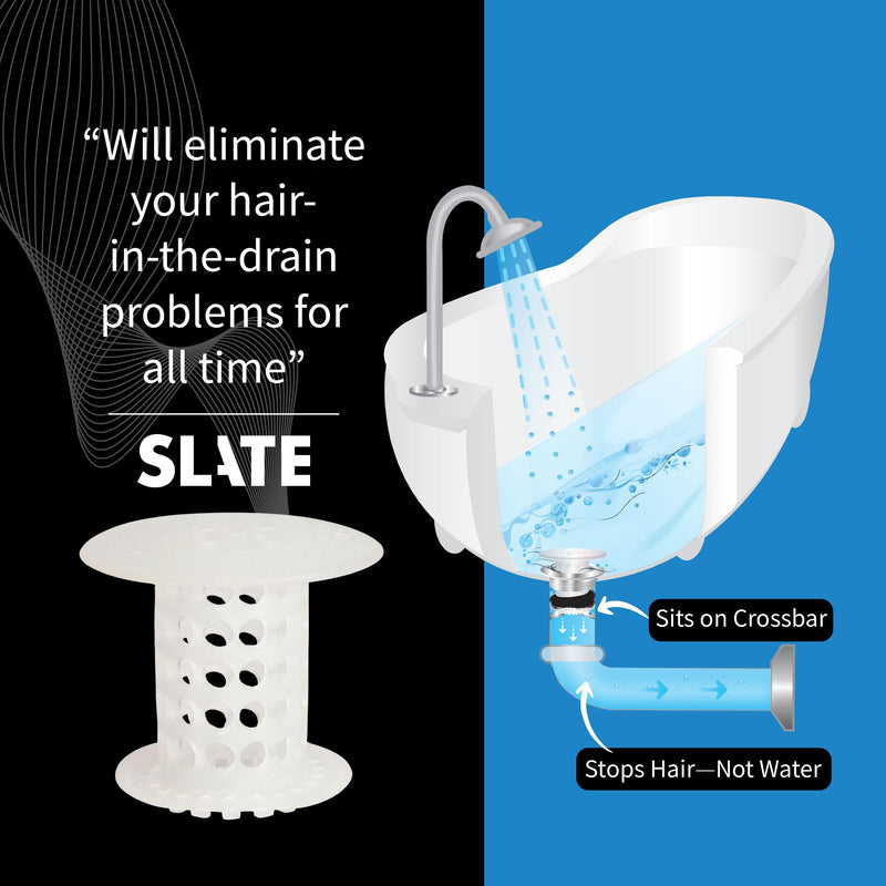 TubShroom Bathtub Drain Hair Catcher – In-Drain Tub Strainer & Clog Prevention Protector, Fits Standard 1.4”–1.75” Tub Drains, Easy Clean, Captures Human & Pet Hair out of Sight (Clear) Clear