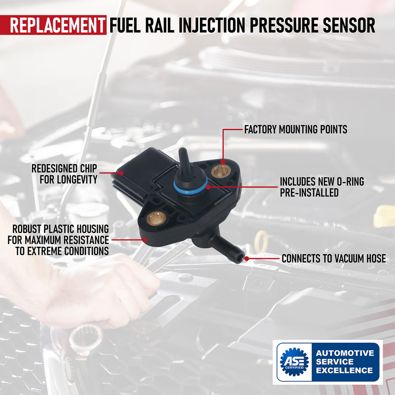 Fuel Rail Injection Pressure Sensor - Replaces CM5229, 0261230093, 3F2Z9G756AC - Compatible with Ford, Lincoln & Mercury Vehicles - Crown Victoria, F250 Super Duty, Focus, Explorer, Mustang, E-150