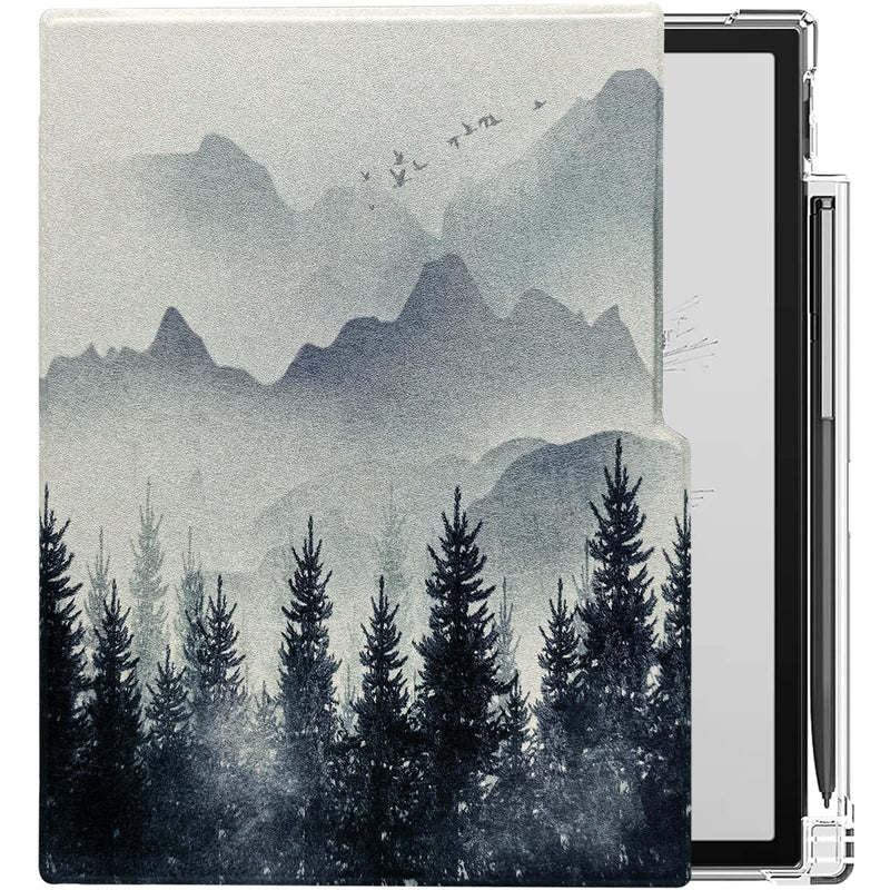 Transparent TPU Back Case Designed for Boox Note Air 5 C (2025 Released) Slim Shockproof Cover with Enhanced Auto Wake/Sleep, Built-in Pen Holder, Magnetic Closure (Forest Mountains) Forest Mountains