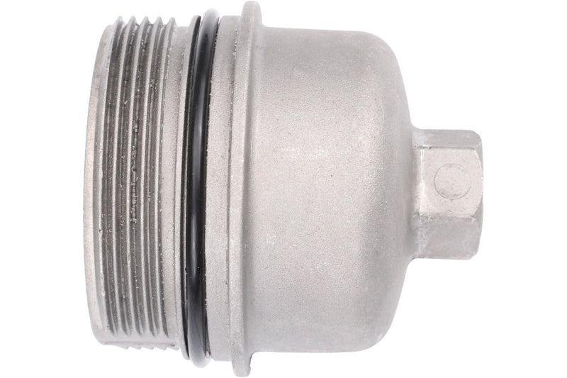 URO Parts 11427557011PRM Oil Filter Cover Cap, Aluminum vs OEM is plastic