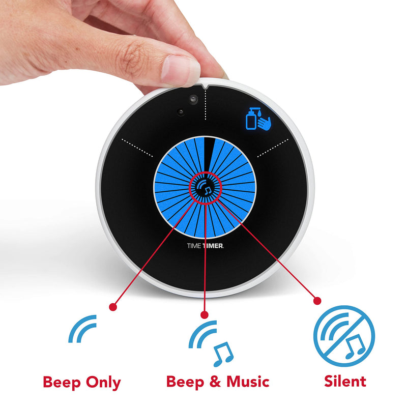 TIME TIMER WASH — 30 Second Visual Timer Promoting Proper Hand Washing for Preschool, Kindergarten and Adults, Hands Free, Touch-Less Handwashing, Bathroom Timer with Optional Music Sound