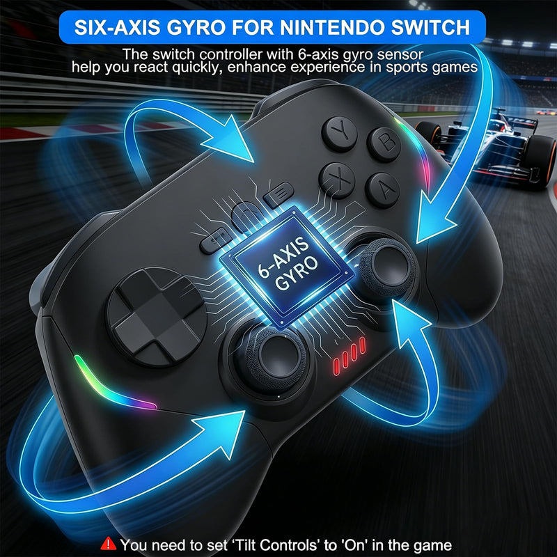 Wireless Gaming Controller for Android/iPhone/iPad/iOS/Tablet/Windows PC/Switch 2, Bluetooth Mobile Phone Gamepad with Hall Joysticks/Hall Triggers/RGB Lights/Vibration/Six-Axis Gyro/Xbox Cloud Game Black