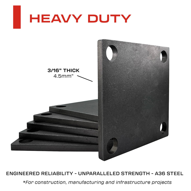 4x4" Weldable Square Metal Baseplate 4 Inch Thick Steel Plate - Laser Cut A36 Steel - 3/16" (4.5mm) Thick - Heavy Duty - Premium Square Plate - 10 Pieces