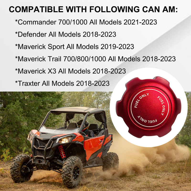 Aluminum Fuel Tank Cap Gas Cap Compatible with Can Am 2018-Up Maverick X3 Trail Sport Traxter Defender Commander 1000 700 800 Part # 709000868 Red