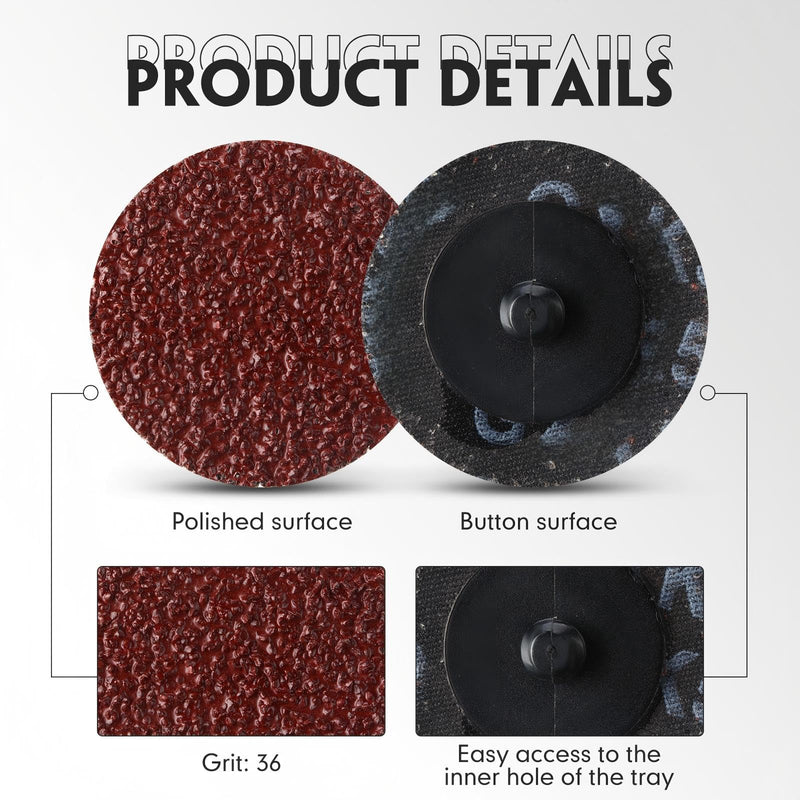 Newwiee 150 Pieces 2 Inch Sanding Discs 36 Grit Die Grinder Sanding Disc for Surface Prep Strip Grind Polish Finish Burr Rust Paint Removal Red