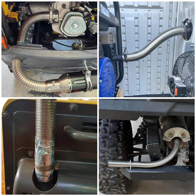 1.75" x 16.5" Length Universal Stainless Steel Exhaust Flex Pipe, 1.75 Inch Flexible Exhaust Pipe 1.75'' x 16.5‘’
