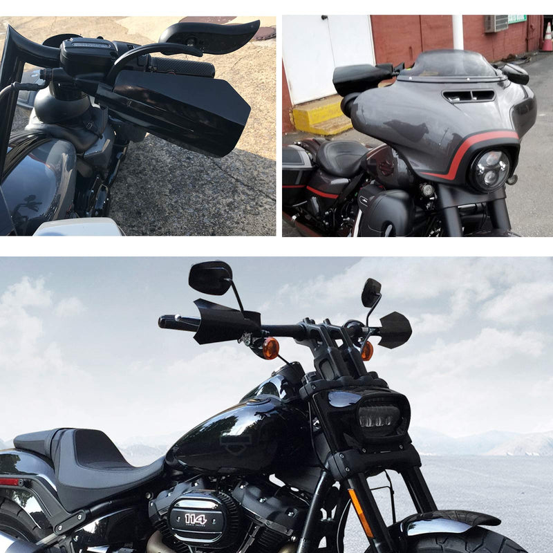 StarknightMT Motorcycle Handguards Black Coffin Cut Stainless Steel Hand Guards Compatible with 2006-2022 Touring Models Road Glide Street Glide Road King Heritage Classic with Cable Clutch (Large) 4.5inch (for cable clutch style)