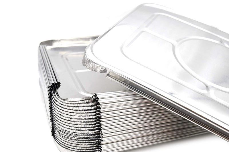 (35 Pack) Premium Lids for Chafing Pans 9" x 13" Half Deep Pans l Top Choice Disposable Heavy Duty Aluminum Foil Tin Pan Lid Perfect for Roasting Potluck Catering Party BBQ Baking Cakes Pie 35