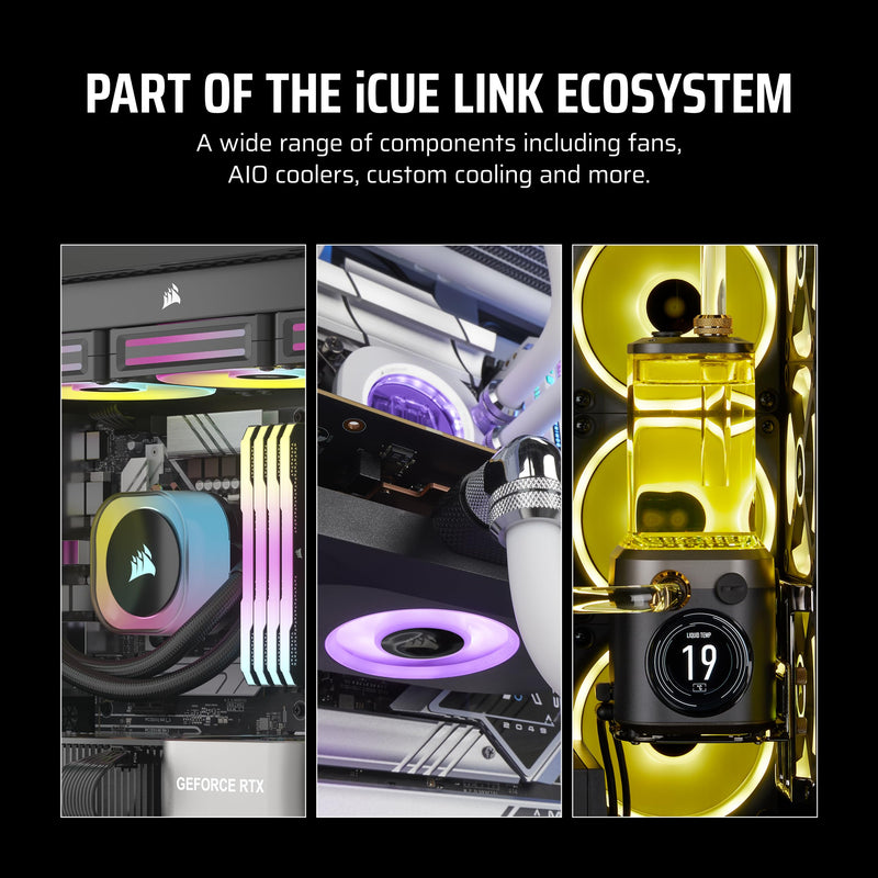 CORSAIR iCUE Link LX120-R RGB 120mm PWM Reverse Fan – Single Fan – Low-Noise, Magnetic Dome Bearing, Dual Light Loops, CORSAIR QuikTurn Screws, Zero RPM Mode – Black 1 x 120mm