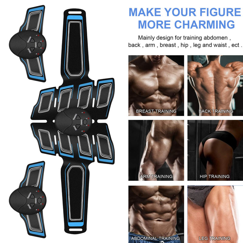 Fitness Belt Abs Stimulator Muscle Training Fitness Workout Equipment Ab Core Toner Belt for Abdominal/Arm/Leg for Home Use Blue-01
