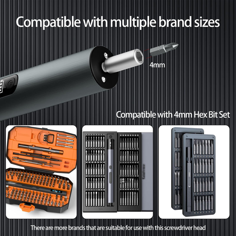 Multi-Functional Electric Screwdriver Set - Cordless Stick Drill w/Wireless Charging & Magnetic Bits, Perfect for Electronics, Home Appliances, Computers, Phones, Watches Repair & DIY (grey) 1 Grey