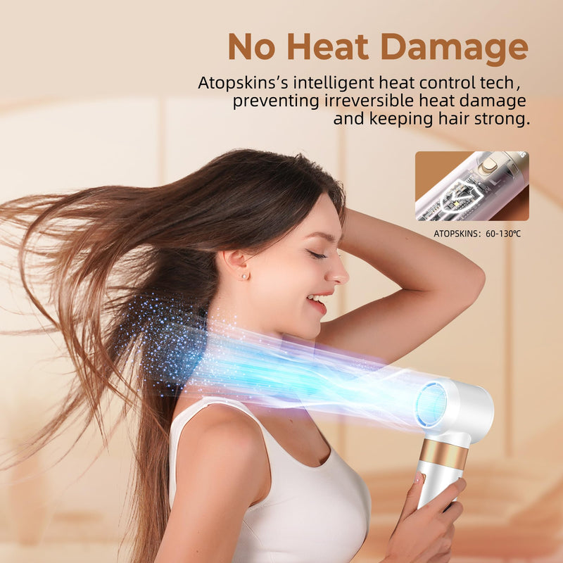 UKLISS Air Styler 5 in 1 Hair Styler Set 1000W Airbrush Hair Styler with Hot air Styler, High-Speed Hair Dryer Brush, Hair Dryer Curler, Volumizer, Round Brush, Air stylers for Women White